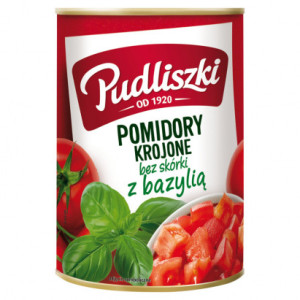 PUDLISZKI POMIDORY KROJONE Z BAZYLIA 400G