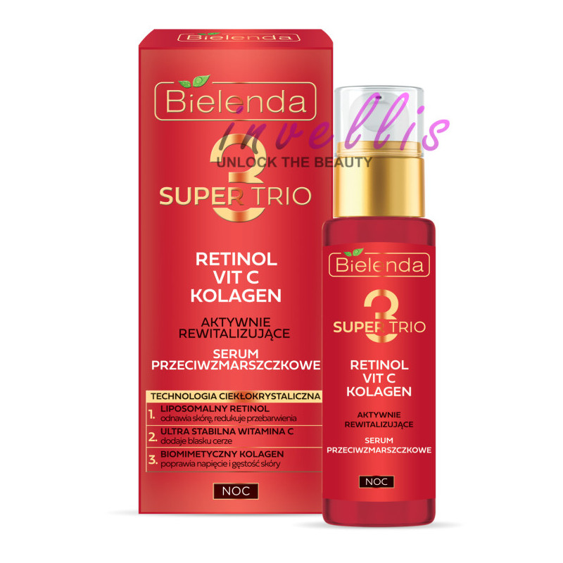 BIELENDA SUPER TRIO AKTYWNIE REWITALIZUJACE SERUM PRZECIWZMARSZCZKOWE NA NOC 30ML