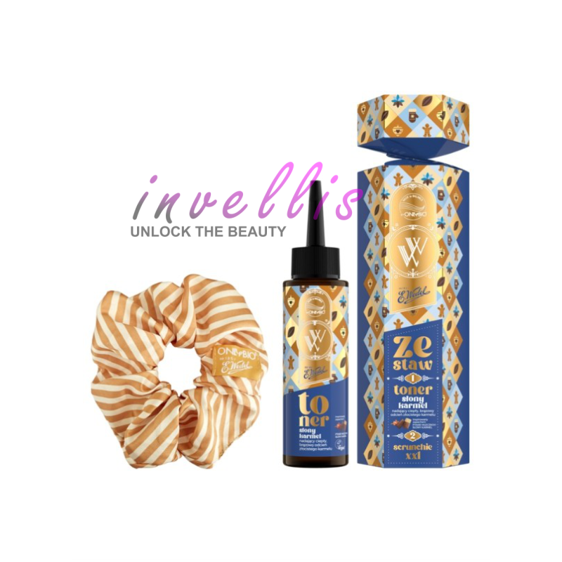 ONLYBIO i WEDEL HAIR BALANCE ZESTAW SWIATECZNY TONER + SCRUNCHIE XXL PTASIE MLECZKO SLONY KARMEL