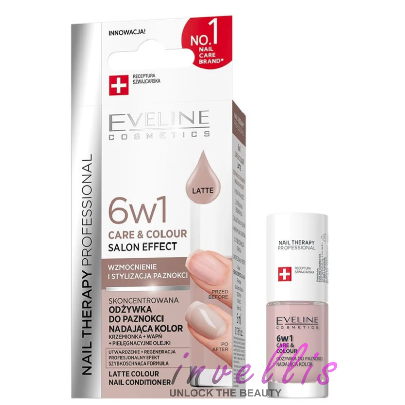 EVELINE NAIL THERAPY 6-IN-1 CARE AND COLOUR LATTE NAIL CONDITIONER 5ML