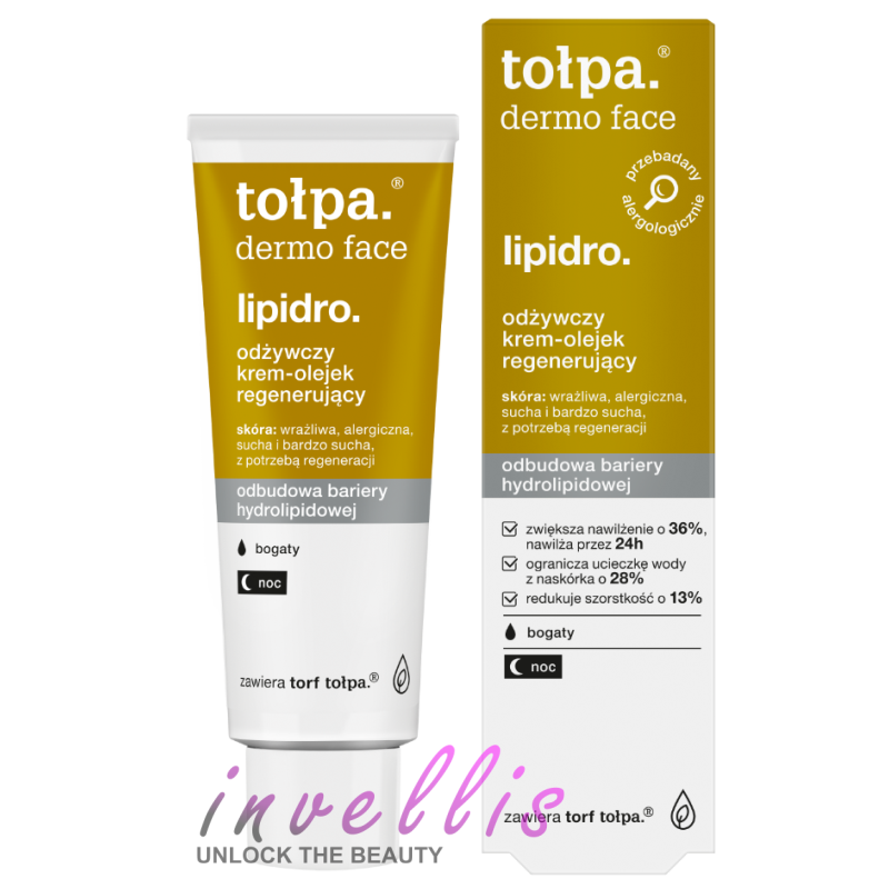 TOLPA DERMO FACE LIPIDRO ODZYWCZY KREM OLEJEK REGENERUJACY NA NOC ODBUDOWA BARIERY HYDROLIPIDOWEJ 40ML