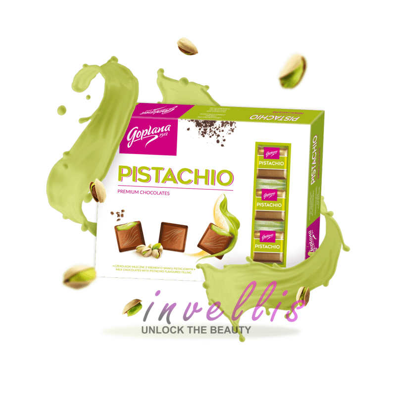 GOPLANA CZEKOLADKI PISTACHIO PISTACJOWE CZEKOLADKI MLECZNE 400G
