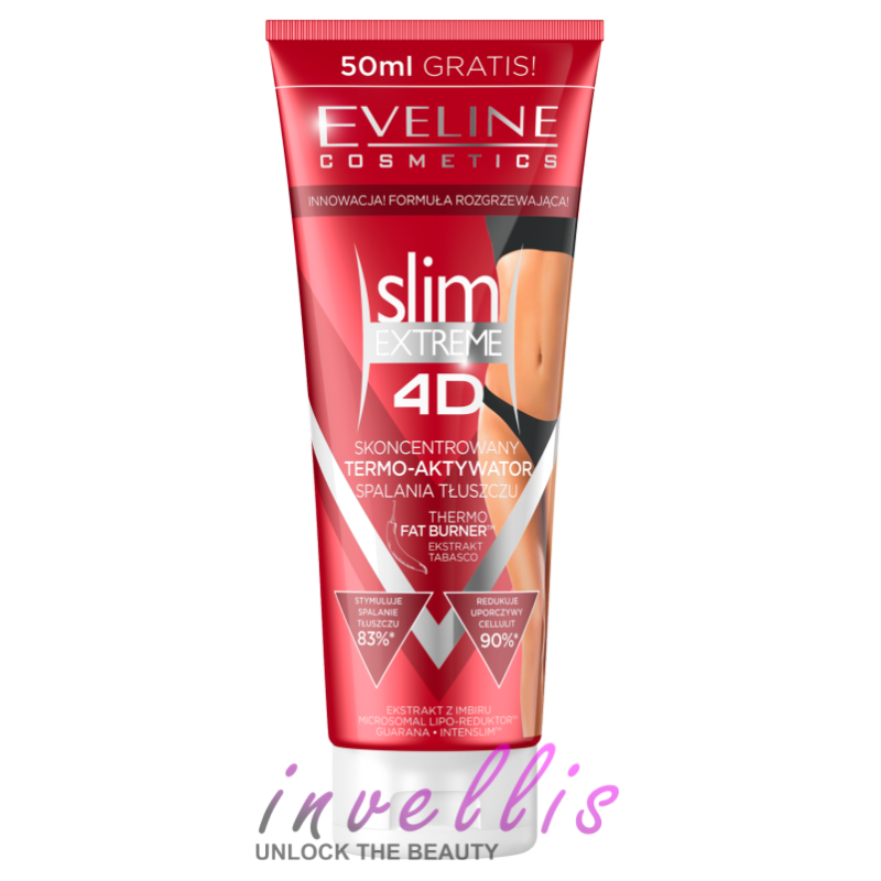 EVELINE COSMETICS SLIM EXTREME 4D TERMOAKTYWATOR SPALANIA TLUSZCZU 250ML