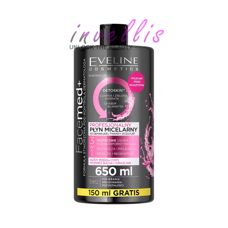 EVELINE FACEMED PROFESSIONAL MICELLAR WATER MAKEUP REMOVER 3-IN-1 650ML