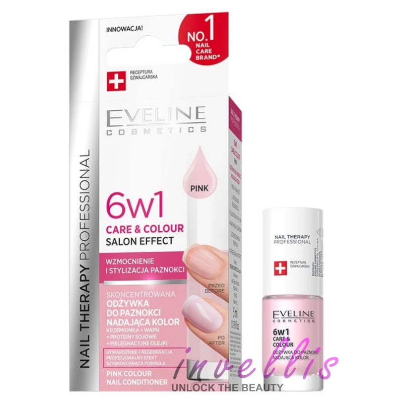 EVELINE NAIL THERAPY PROFESSIONAL NAIL CONDITIONER 6-IN-1 CARE & COLOUR PINK 5ML