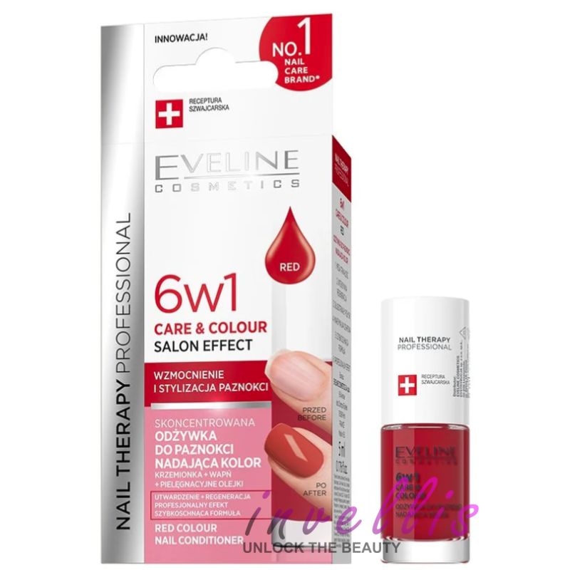 EVELINE NAIL THERAPY PROFESSIONAL NAIL CONDITIONER 6-IN-1 CARE & COLOUR RED 5ML
