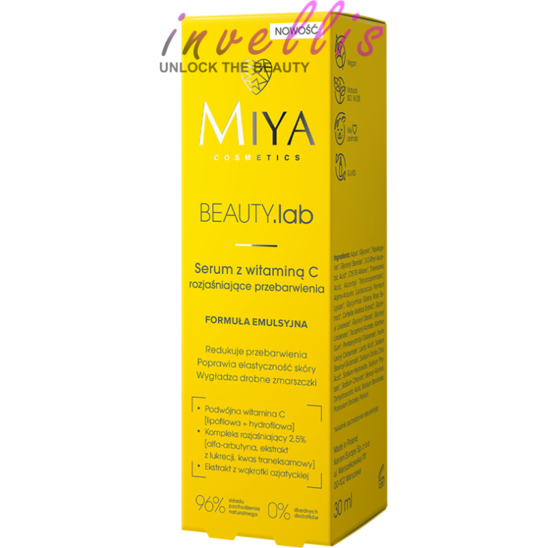 MIYA BEAUTY LAB SERUM DO TWARZY Z WITAMINA C ROZJASNIAJACE PRZEBARWIENIA 30ML