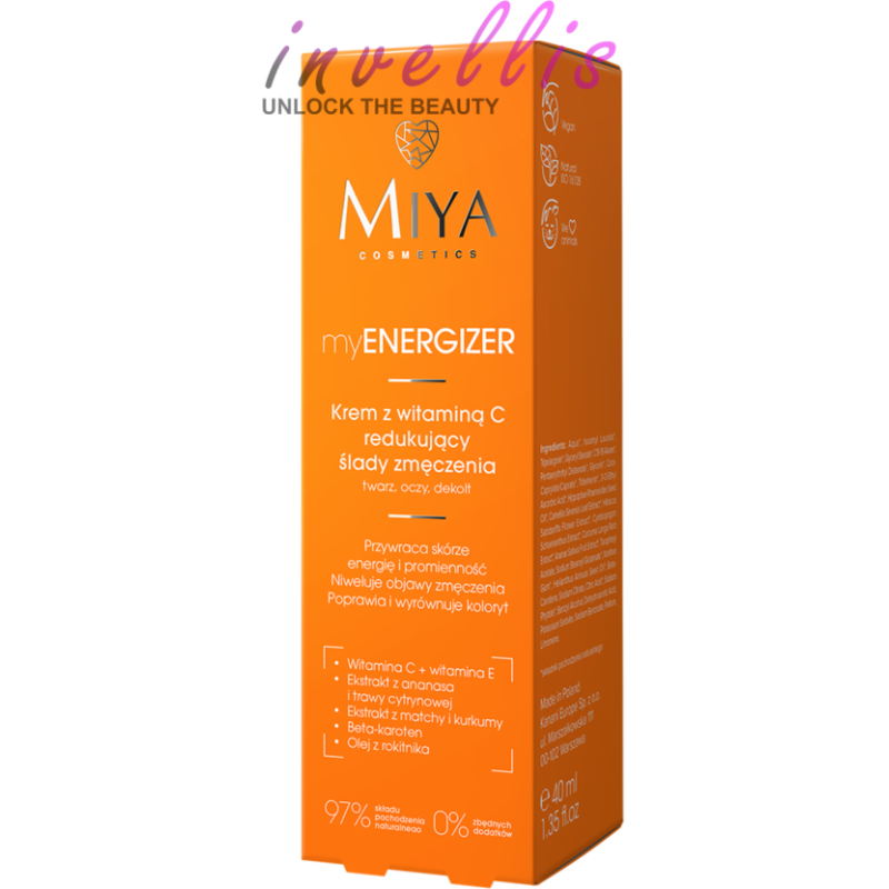 MIYA MY ENERGIZER KREM DO TWARZY Z WITAMINA C REDUKUJACY SLADY ZMECZENIA 40ML