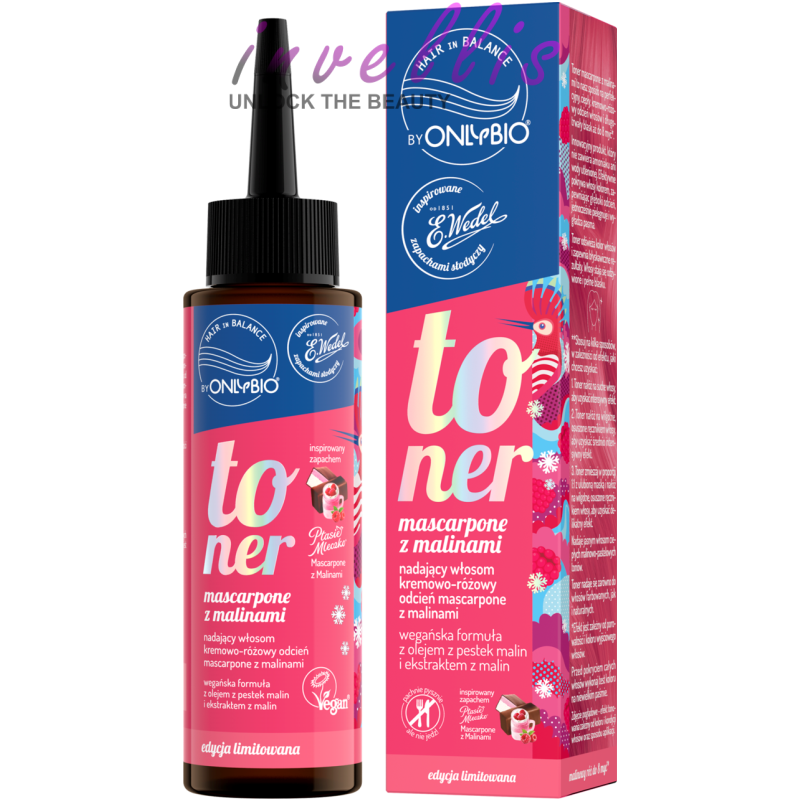 ONLYBIO WEDEL MASCARPONE AND RASPBERRY TONER INSPIRED BY THE SCENT OF PTASIE MLECZKO WITH MASCARPONE AND RASPBERRIES 100ML
