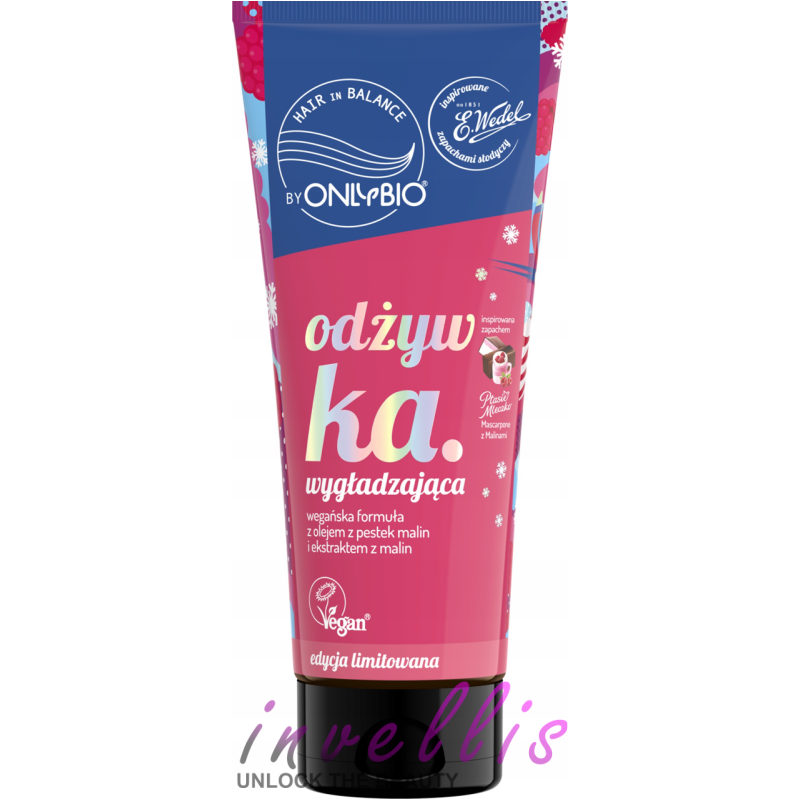 ONLYBIO WEDEL ODZYWKA WYGLADZAJACA INSPIROWANA ZAPACHEM Z PTASIEGO MLECZKA MASCARPONE Z MALINAMI 200ML