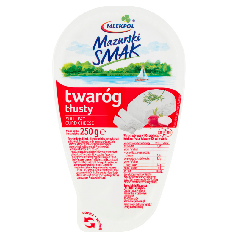 MLEKPOL MAZURIAN FLAVOUR FULL-FAT CURD CHEESE 250G