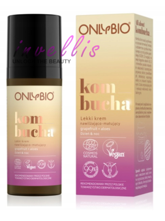 ONLYBIO KOMBUCHA LIGHT MOISTURISING & MATTIFYING FACE CREAM 50ML kasztelan bedford polski sklep uk invellis online onlybio neboa