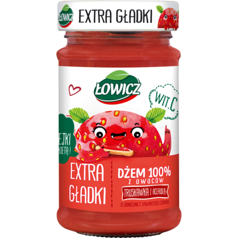 LOWICZ DZEM EKSTRA GLADKI TRUSKAWKA WITAMINA C 225G