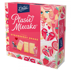 WEDEL PTASIE MLECZKO TRUSKAWKOWY SHAKE W BIALEJ CZEKOLADZIE 340G