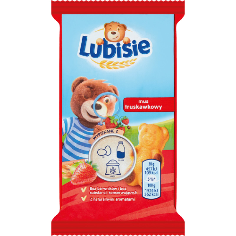 LU POLSKA CIASTKA PETITKI LUBISIE Z MUSEM TRUSKAWKOWYM 30G